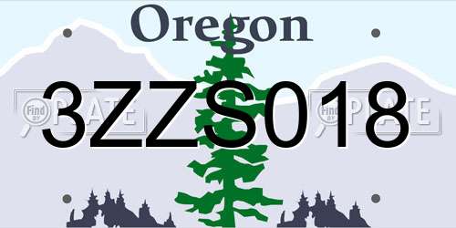 3ZZS018 Oregon License Plate