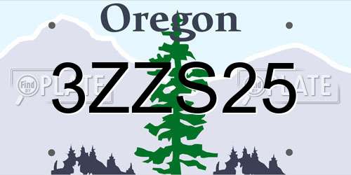 3ZZS25 Oregon License Plate