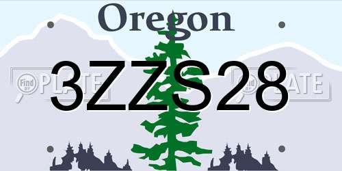 3ZZS28 Oregon License Plate