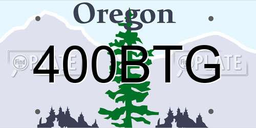 400BTG Oregon License Plate
