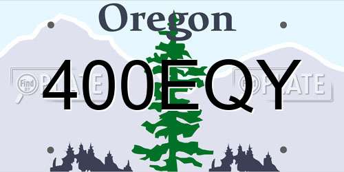 400EQY Oregon License Plate