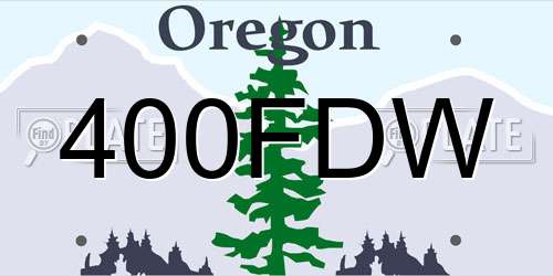 400FDW Oregon License Plate