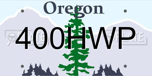 400HWP Oregon License Plate