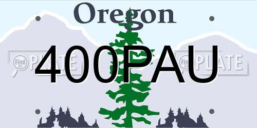 400PAU Oregon License Plate