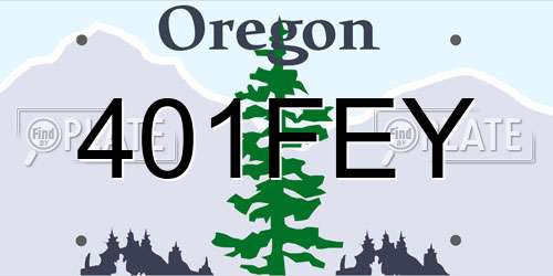 401FEY Oregon License Plate