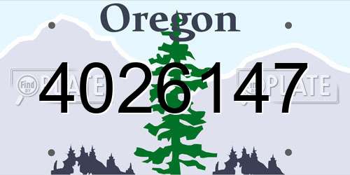 4026147 Oregon License Plate