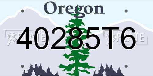 40285T6 Oregon License Plate