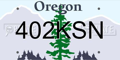 402KSN Oregon License Plate