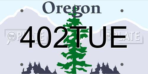 402TUE Oregon License Plate