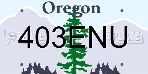 403ENU Oregon License Plate