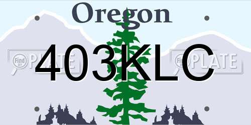 403KLC Oregon License Plate