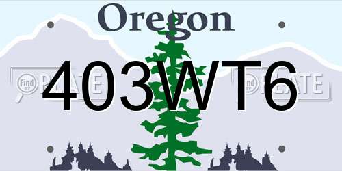 403WT6 Oregon License Plate
