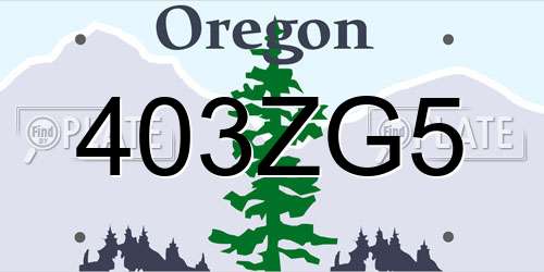403ZG5 Oregon License Plate