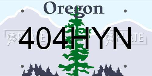 404HYN Oregon License Plate