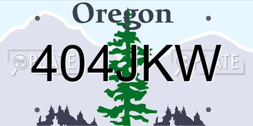 404JKW Oregon License Plate