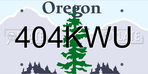404KWU Oregon License Plate