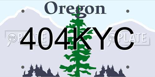 404KYC Oregon License Plate