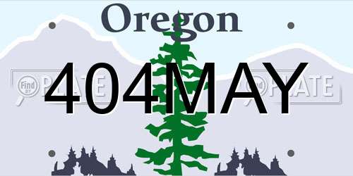 404MAY Oregon License Plate