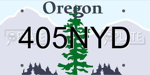 405NYD Oregon License Plate