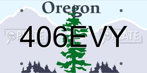 406EVY Oregon License Plate