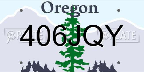 406JQY Oregon License Plate