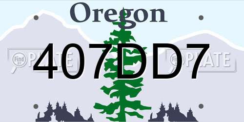 407DD7 Oregon License Plate