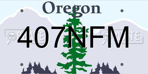 407NFM Oregon License Plate