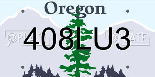 408LU3 Oregon License Plate