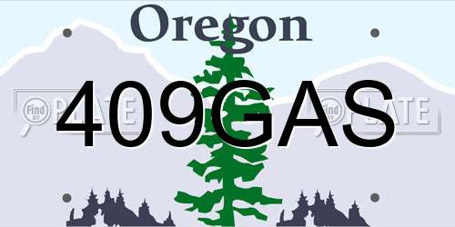 409GAS Oregon License Plate