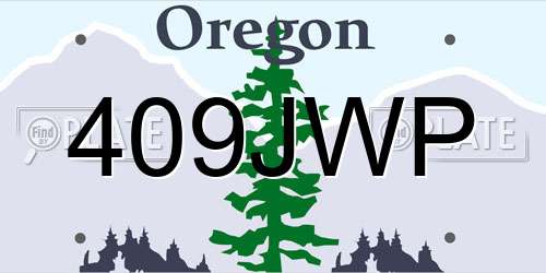 409JWP Oregon License Plate