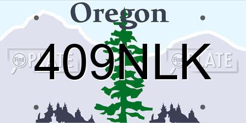 409NLK Oregon License Plate