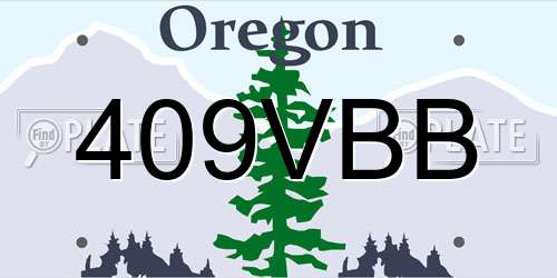 409VBB Oregon License Plate