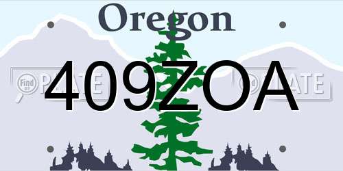 409ZOA Oregon License Plate