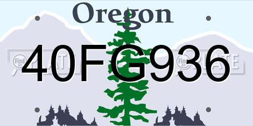 40FG936 Oregon License Plate