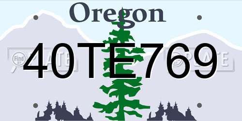 40TE769 Oregon License Plate