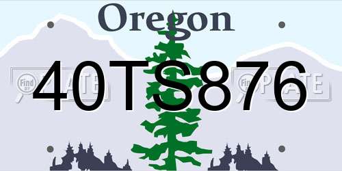 40TS876 Oregon License Plate