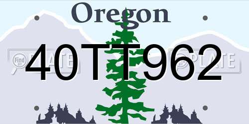 40TT962 Oregon License Plate