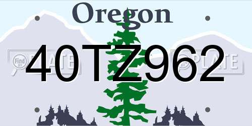 40TZ962 Oregon License Plate