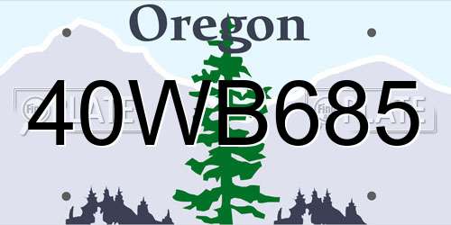 40WB685 Oregon License Plate