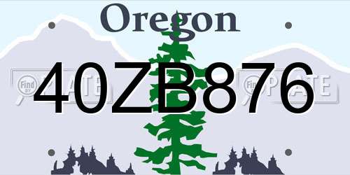 40ZB876 Oregon License Plate