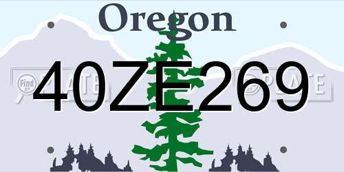 40ZE269 Oregon License Plate