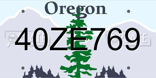 40ZE769 Oregon License Plate