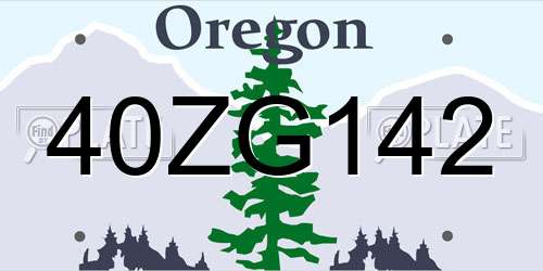 40ZG142 Oregon License Plate