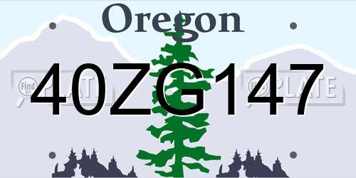 40ZG147 Oregon License Plate