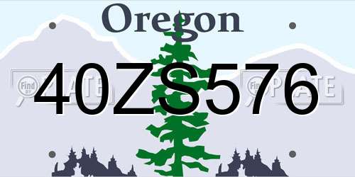 40ZS576 Oregon License Plate