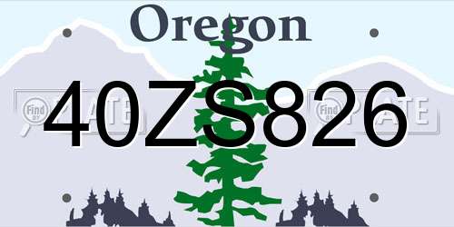 40ZS826 Oregon License Plate