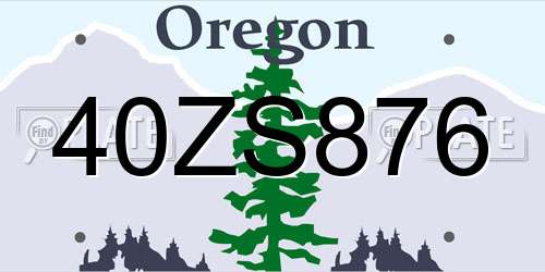 40ZS876 Oregon License Plate