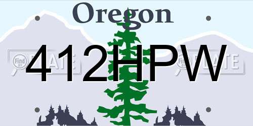 412HPW Oregon License Plate