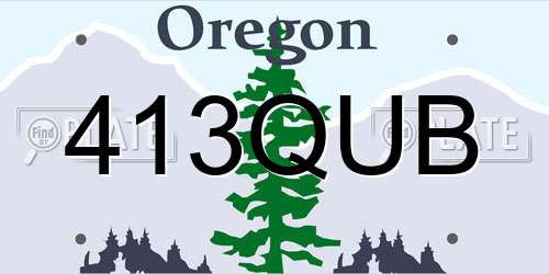 413QUB Oregon License Plate