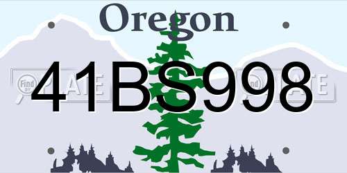 41BS998 Oregon License Plate
